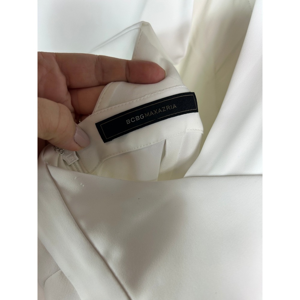 BCBGMAXAZRIA Josselyn White Bridal Jumpsuit Halter Wide Leg Reception Outfit 4 - Picture 10 of 14